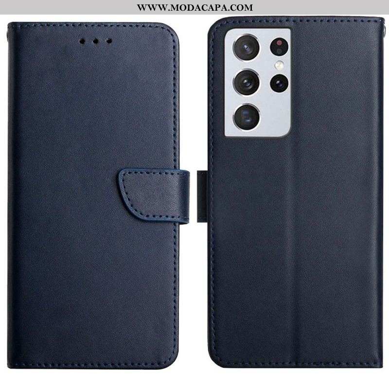 Capa De Couro Para Samsung Galaxy S21 Ultra 5G Couro Napa Genuíno