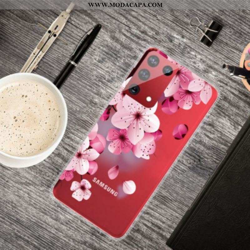 Capa De Celular Para Samsung Galaxy S21 Ultra 5G Pequenas Flores Cor De Rosa