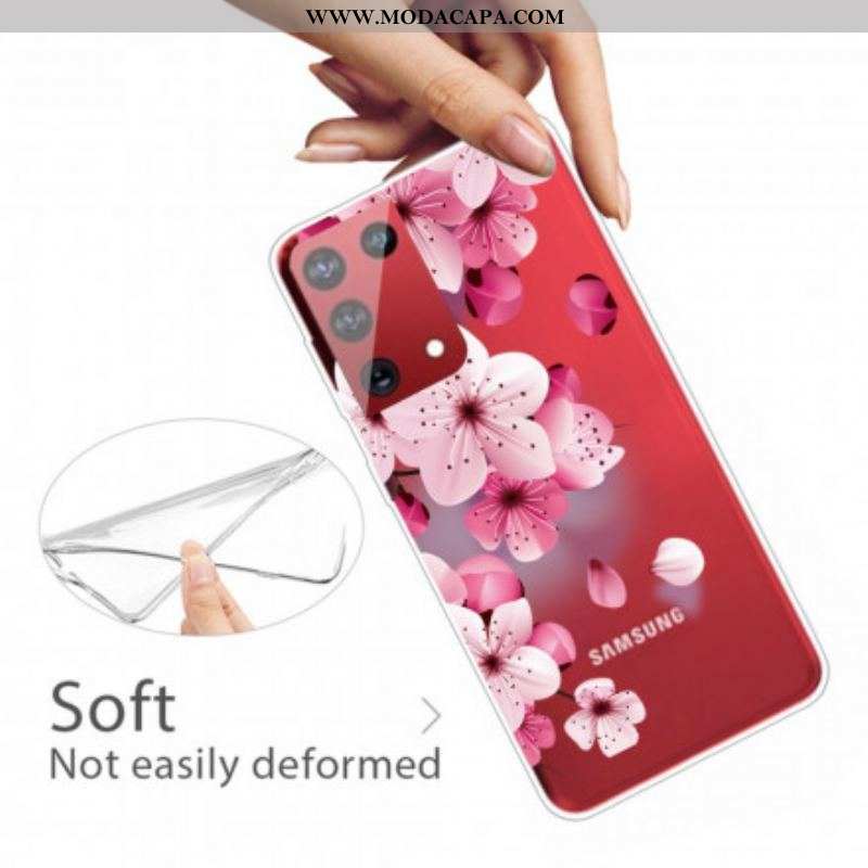 Capa De Celular Para Samsung Galaxy S21 Ultra 5G Pequenas Flores Cor De Rosa