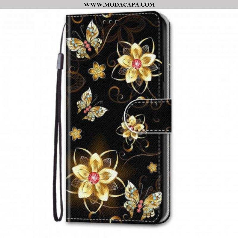 Capa De Couro Para Samsung Galaxy S21 Ultra 5G Flores Mágicas