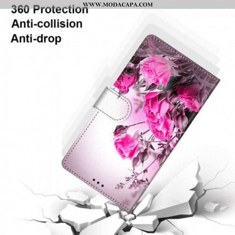 Capa De Couro Para Samsung Galaxy S21 Ultra 5G Flores Mágicas