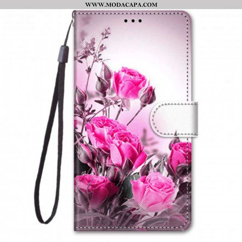 Capa De Couro Para Samsung Galaxy S21 Ultra 5G Flores Mágicas