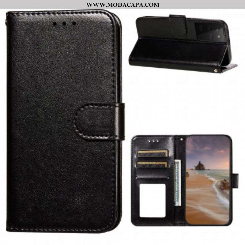 Capa Flip Para Samsung Galaxy S21 Ultra 5G Fecho De Couro Estilo Reversível