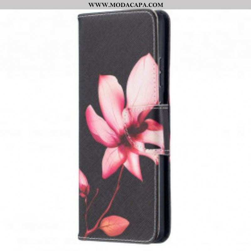 Capa De Couro Para Samsung Galaxy S21 Ultra 5G Flor Rosa