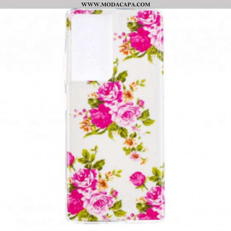 Capa Para Samsung Galaxy S21 Ultra 5G Flores Da Liberdade Fluorescentes