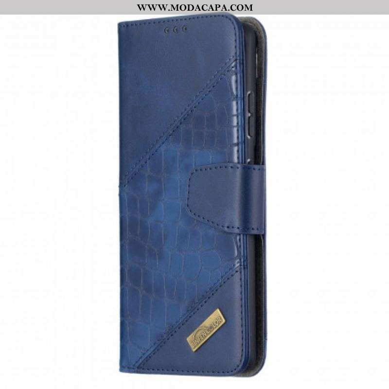 Capa Flip Para Samsung Galaxy S21 Ultra 5G Efeito Clássico De Pele De Crocodilo