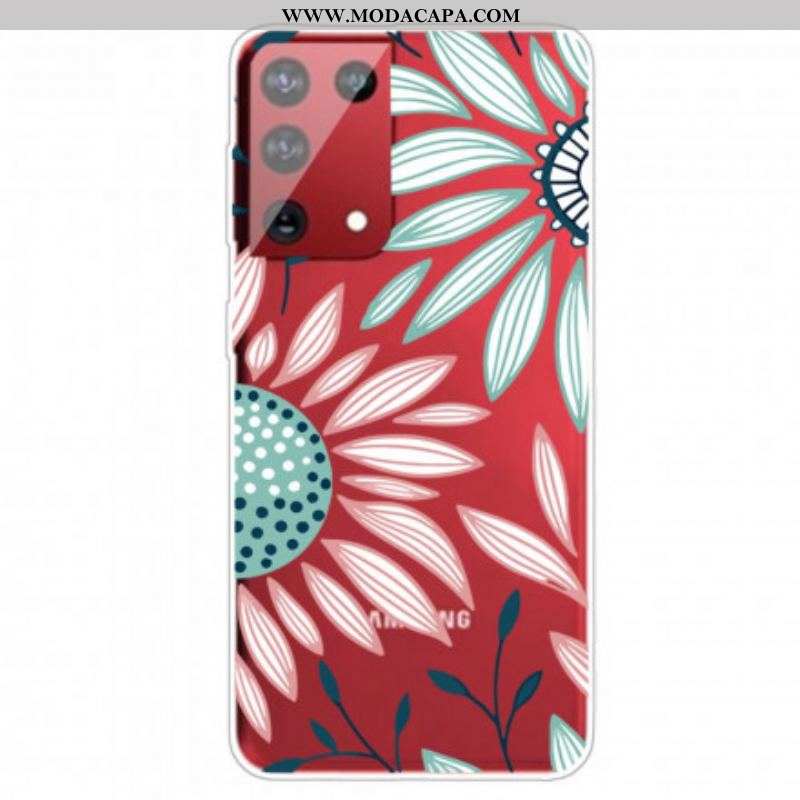 Capa Para Samsung Galaxy S21 Ultra 5G Uma Flor Transparente