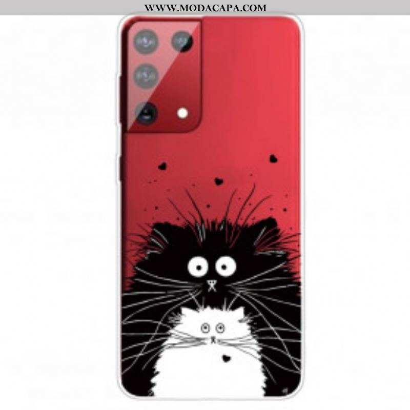 Capa Para Samsung Galaxy S21 Ultra 5G Olha Os Gatos