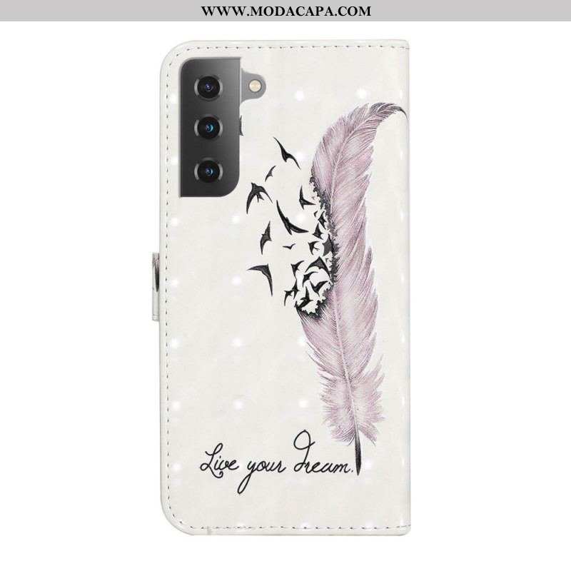 Capa Flip Para Samsung Galaxy S22 5G Viva Seu Sonho