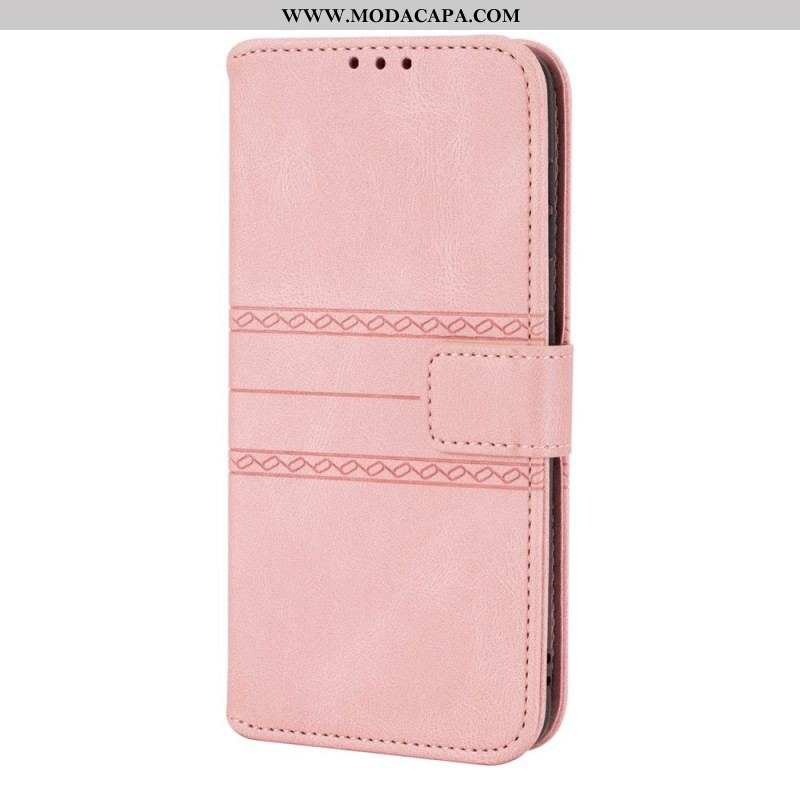 Capa Flip Para Samsung Galaxy S22 5G Costuras De Renda