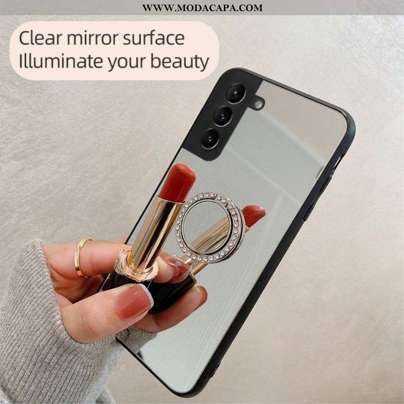 Capa De Celular Para Samsung Galaxy S22 5G Espelho Com Anel Giratório
