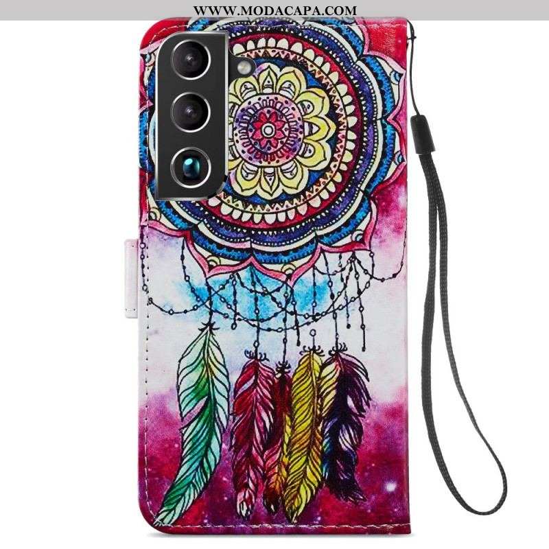 Capa De Couro Para Samsung Galaxy S22 5G Apanhador De Sonhos Artístico