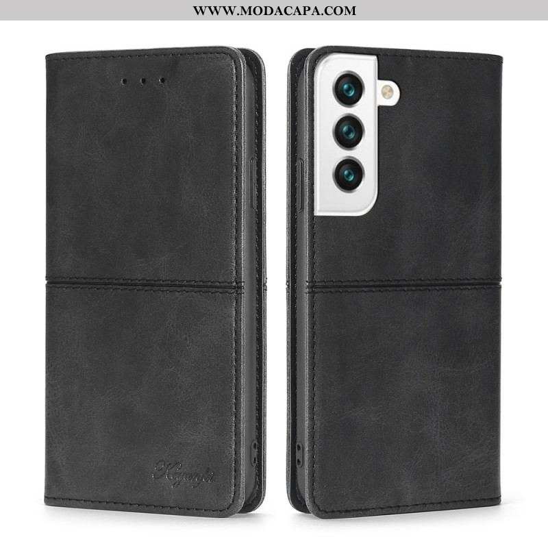 Capa De Celular Para Samsung Galaxy S22 5G Flip Estilo Alta Costura De Couro