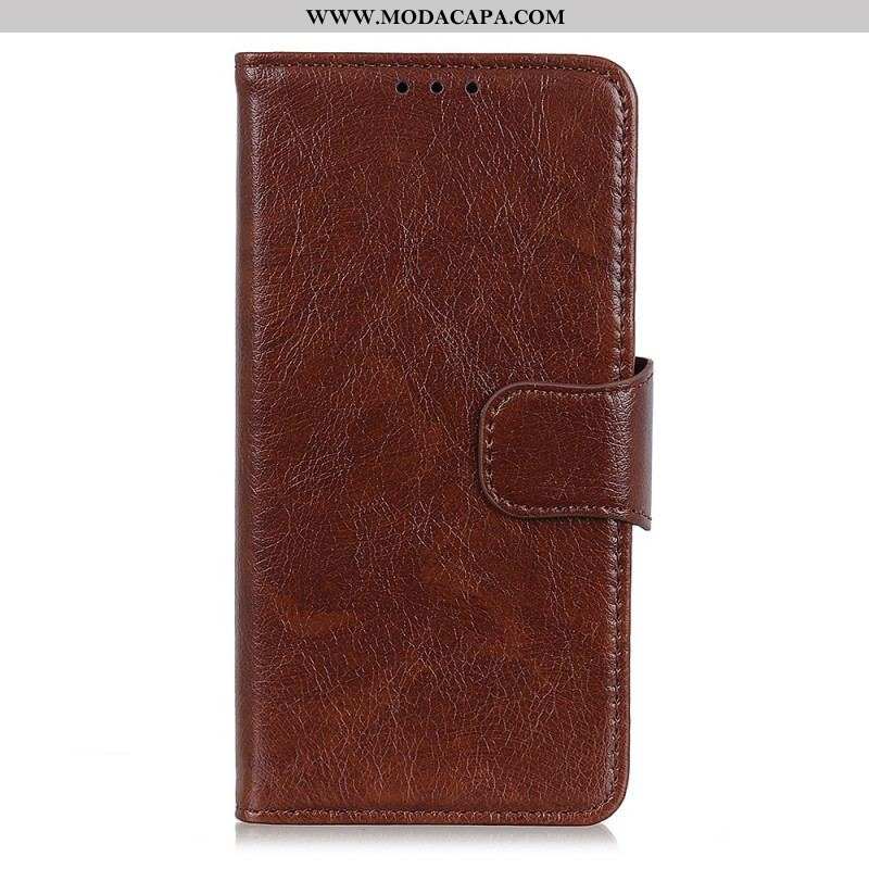 Capa De Couro Para Samsung Galaxy S22 5G Couro Napa Rachado