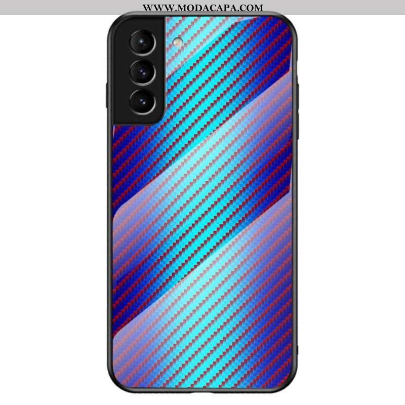 Capa Para Samsung Galaxy S22 5G Vidro Temperado De Fibra De Carbono