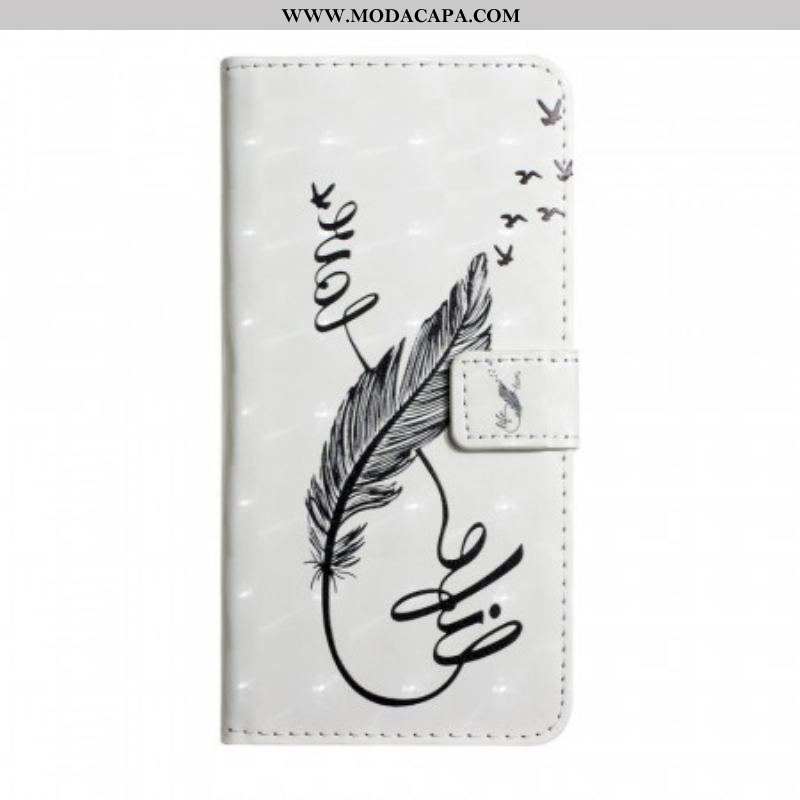 Capa De Couro Para Samsung Galaxy S22 5G Pena Vida E Amor