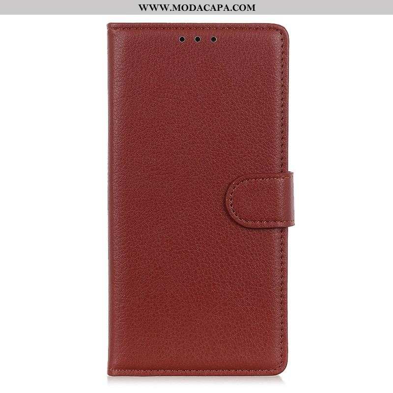 Capa Flip Para Samsung Galaxy S22 5G Couro Lichia Tradicional