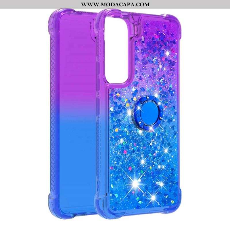 Capa De Celular Para Samsung Galaxy S22 5G Suporte De Anel Glitter