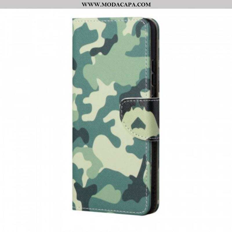 Capa Flip Para Samsung Galaxy S22 Plus 5G Camuflagem Militar