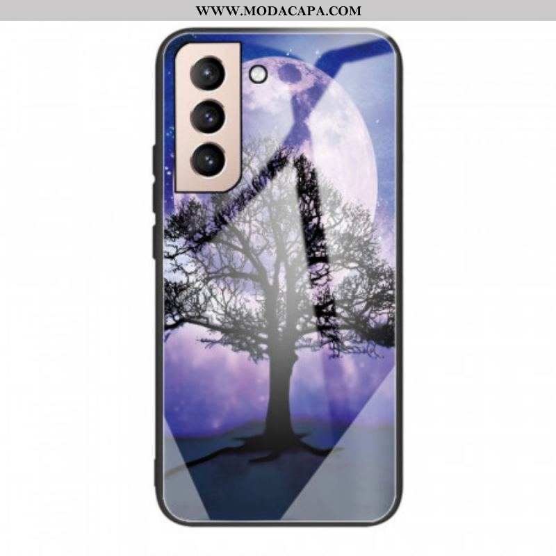 Capa Para Samsung Galaxy S22 Plus 5G Vidro Temperado Da Árvore Do Mundo