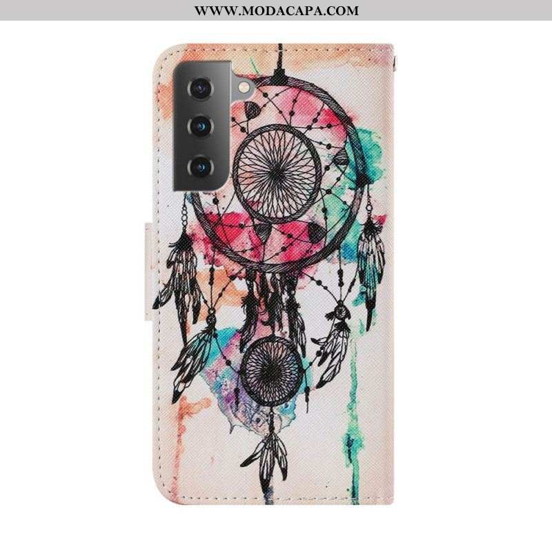 Capa Flip Para Samsung Galaxy S22 Plus 5G Aquarela Apanhador De Sonhos