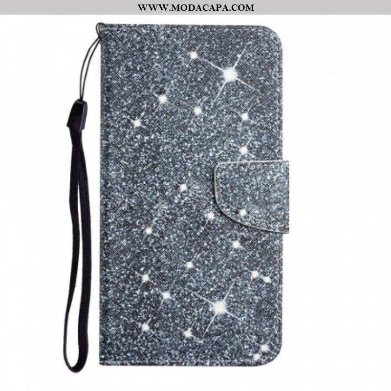 Capa De Couro Para Samsung Galaxy S22 Plus 5G De Cordão Lantejoulas Strappy