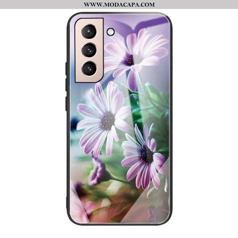 Capa Para Samsung Galaxy S22 Plus 5G Flores Realistas De Vidro Temperado