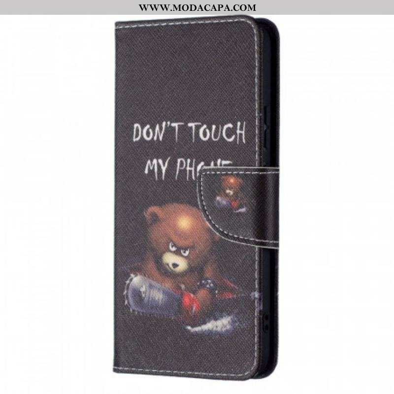 Capa De Couro Para Samsung Galaxy S22 Plus 5G Urso Perigoso