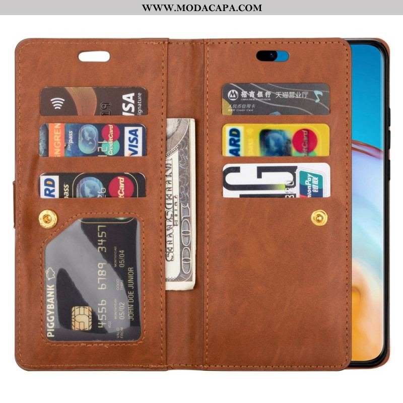 Capa Flip Para Samsung Galaxy S22 Plus 5G Porta-moedas E Cordão