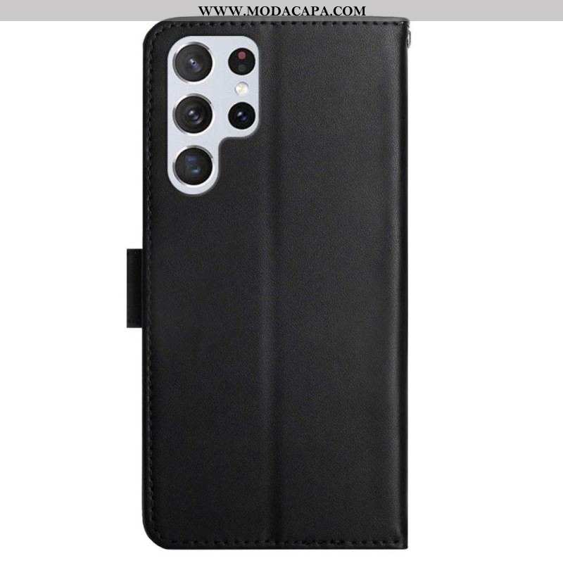 Capa Flip Para Samsung Galaxy S22 Ultra 5G Couro Napa Genuíno