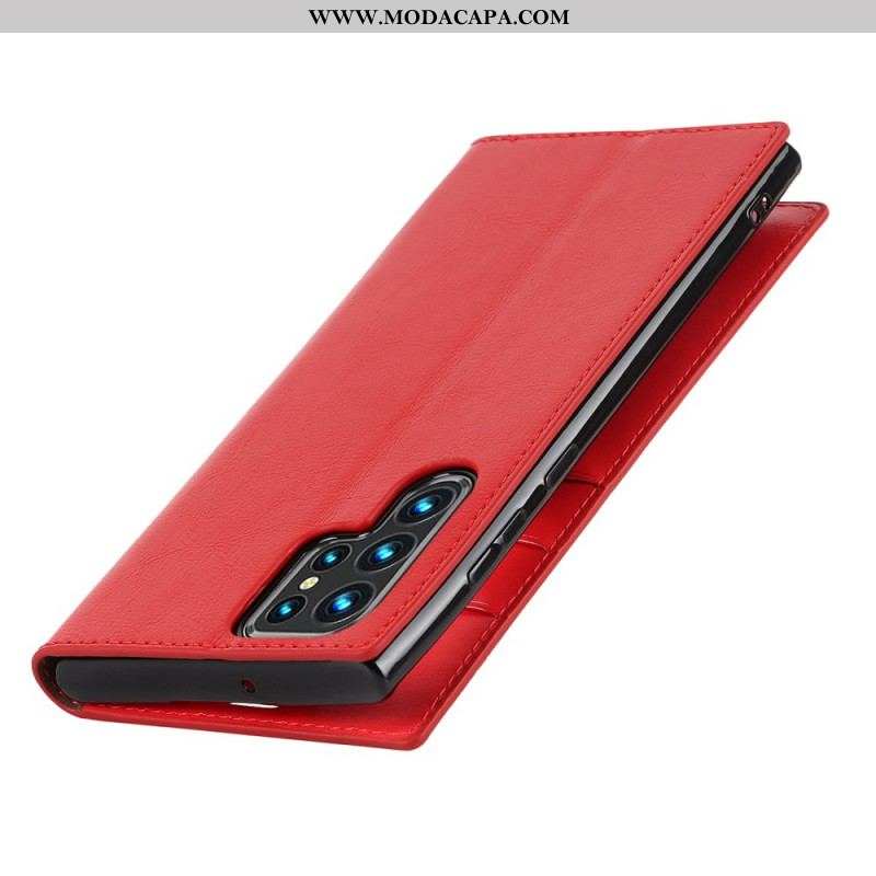 Capa De Celular Para Samsung Galaxy S22 Ultra 5G Flip Couro Legitimo