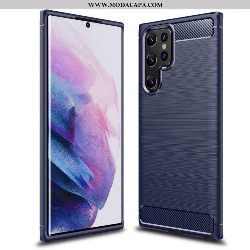 Capa De Celular Para Samsung Galaxy S22 Ultra 5G Fibra De Carbono Escovada