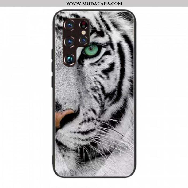 Capa De Celular Para Samsung Galaxy S22 Ultra 5G Vidro Temperado Tigre