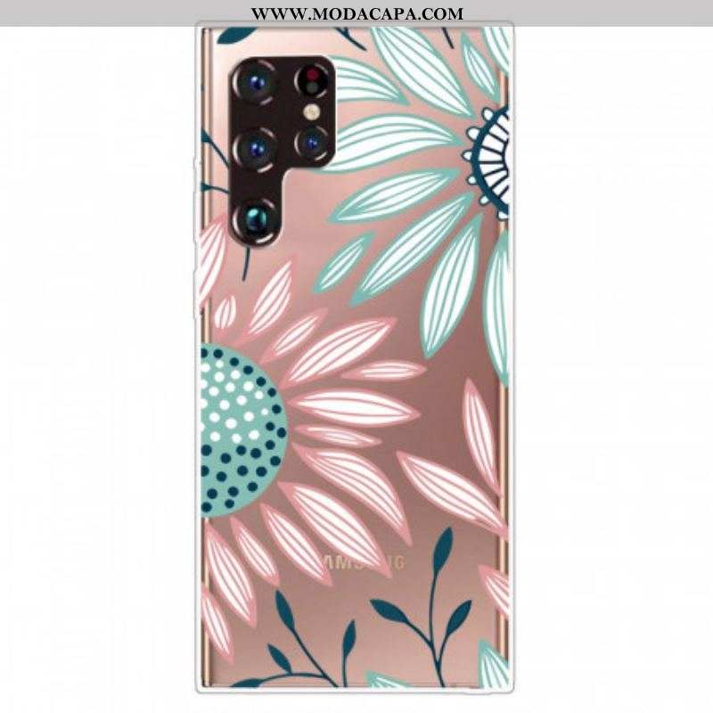 Capa De Celular Para Samsung Galaxy S22 Ultra 5G Uma Flor Transparente
