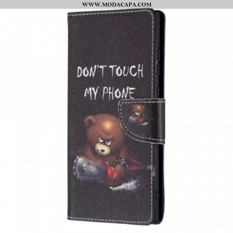 Capa Em Pele Para Samsung Galaxy S22 Ultra 5G Urso Perigoso