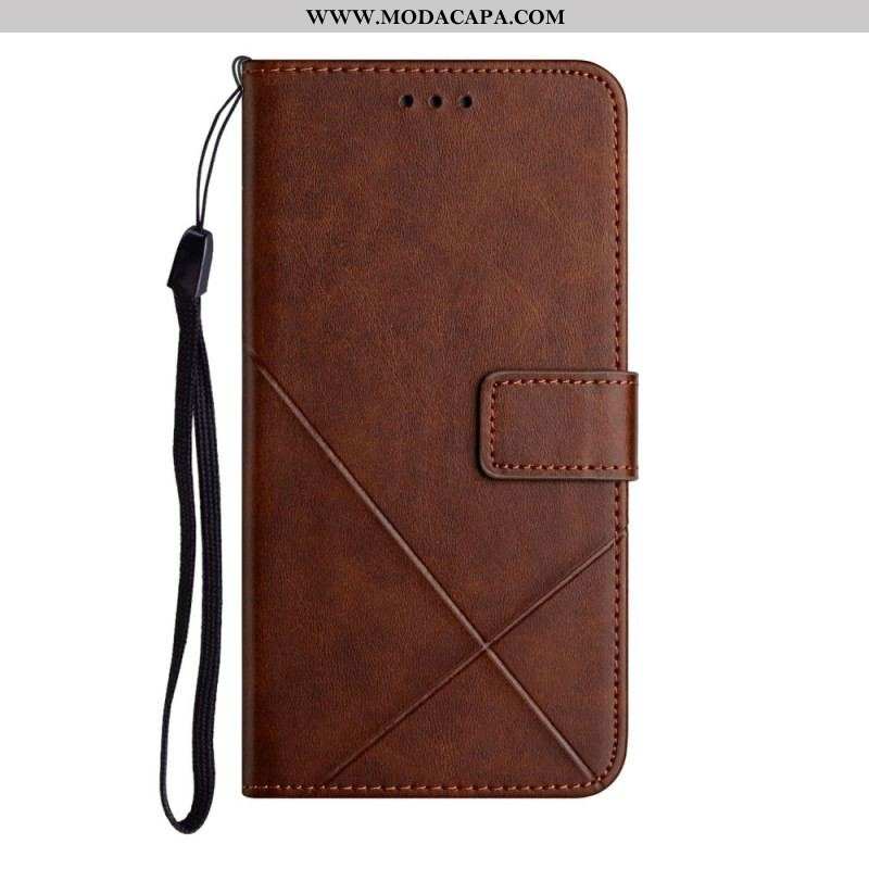 Capa Folio Para Samsung Galaxy S22 Ultra 5G Estilo X Design Geo Couro