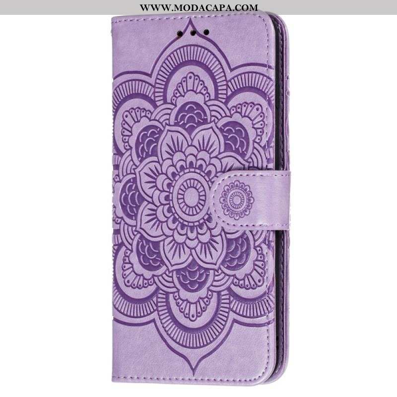 Capa Flip Para Samsung Galaxy S22 Ultra 5G Mandala Completa