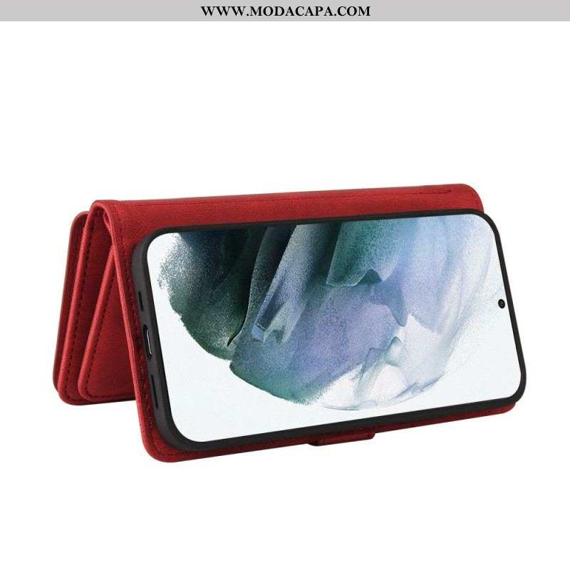 Capa Folio Para Samsung Galaxy S22 Ultra 5G Titular De Cartão Multifuncional 15