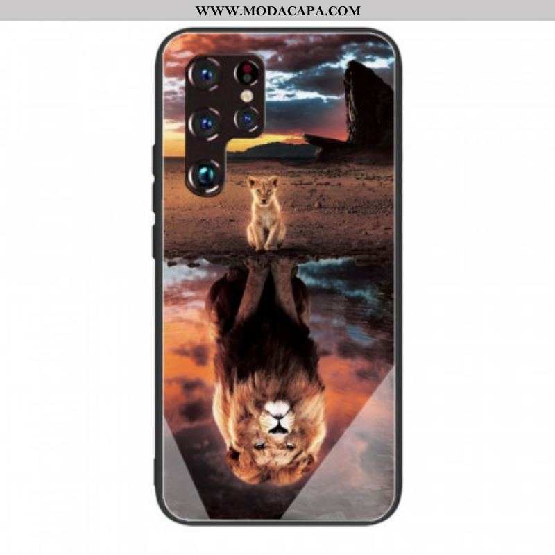 Capa Para Samsung Galaxy S22 Ultra 5G Vidro Temperado Do Sonho Do Filhote De Leão