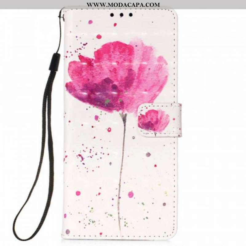 Capa Capa De Couro Para Samsung Galaxy S22 Ultra 5G Papoula Aquarela