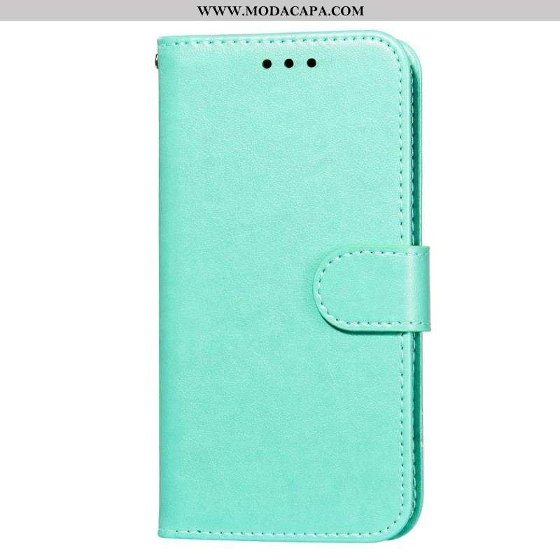 Capa Folio Para Samsung Galaxy S22 Ultra 5G De Cordão Tiras De Cor Sólida