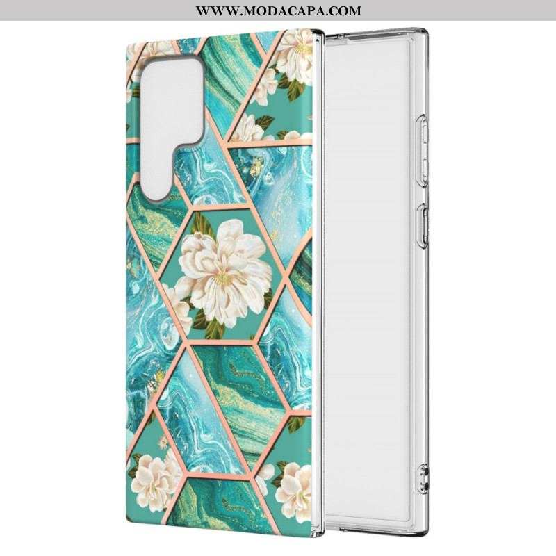 Capa Para Samsung Galaxy S22 Ultra 5G Floral Marmorizado