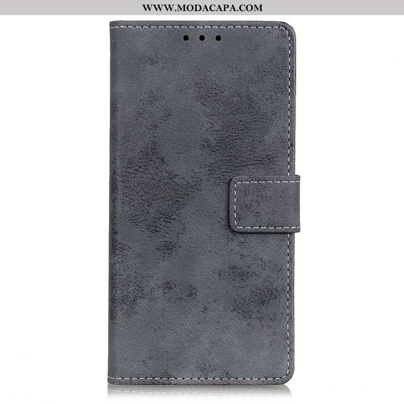 Capa Folio Para Samsung Galaxy S22 Ultra 5G Efeito Couro Vintage