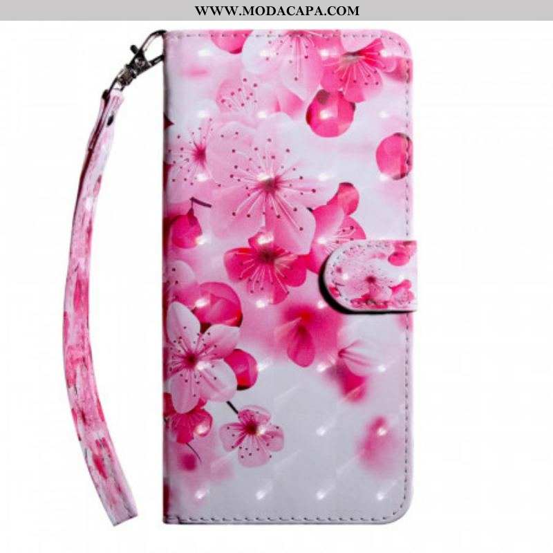 Capa Folio Para Samsung Galaxy S22 Ultra 5G Flores Cor De Rosa