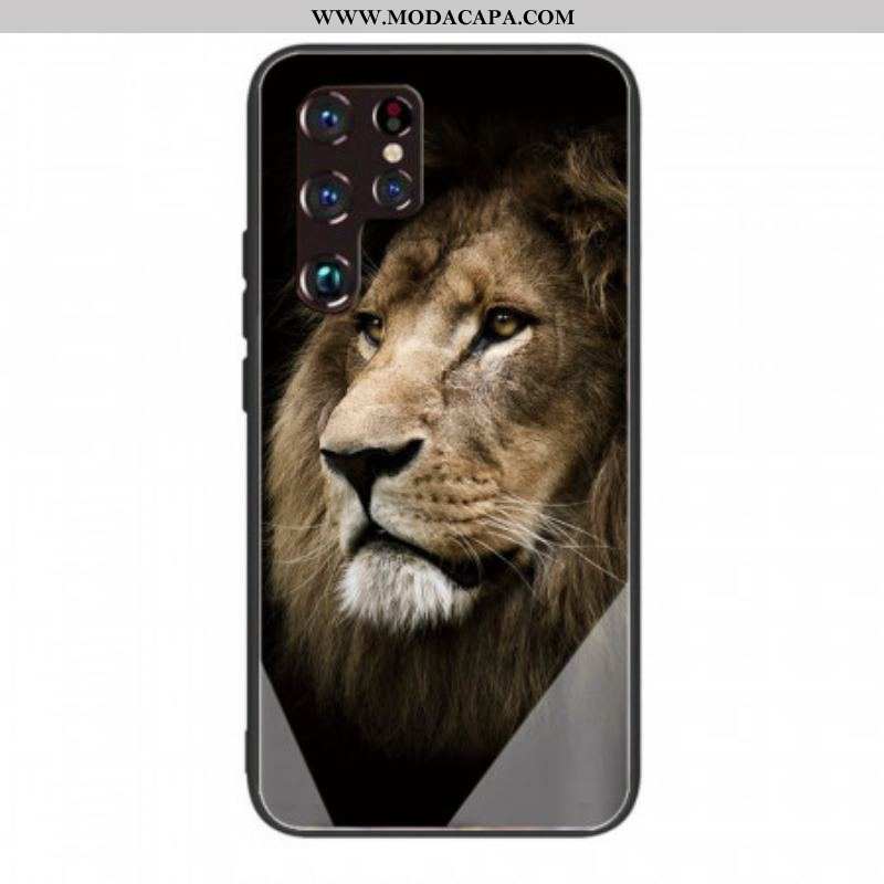 Capa Para Samsung Galaxy S22 Ultra 5G Vidro Temperado Cabeça De Leão