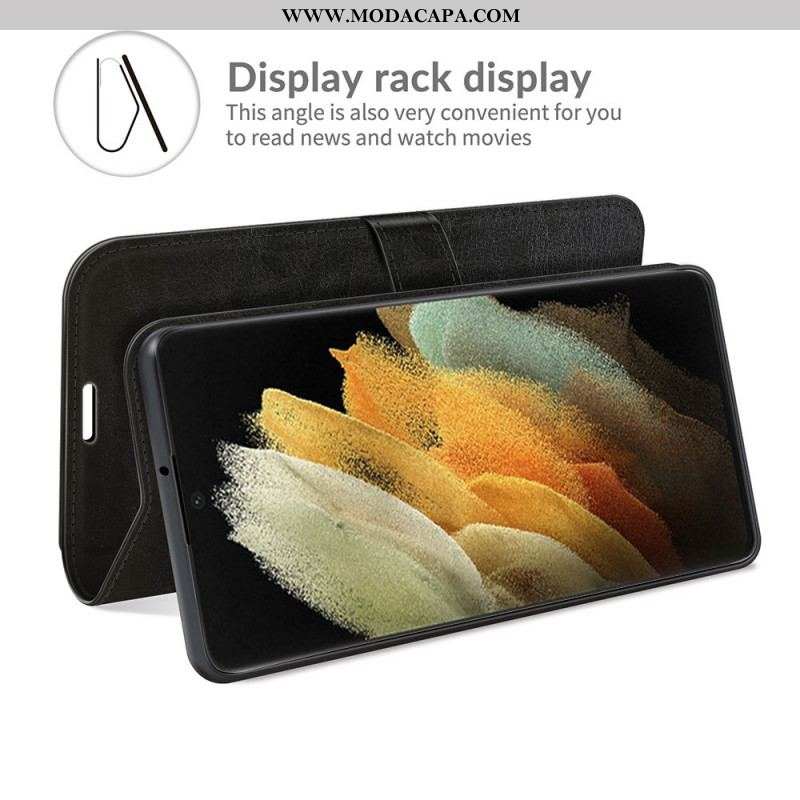 Capa Folio Para Samsung Galaxy S22 Ultra 5G Efeito Couro Designer