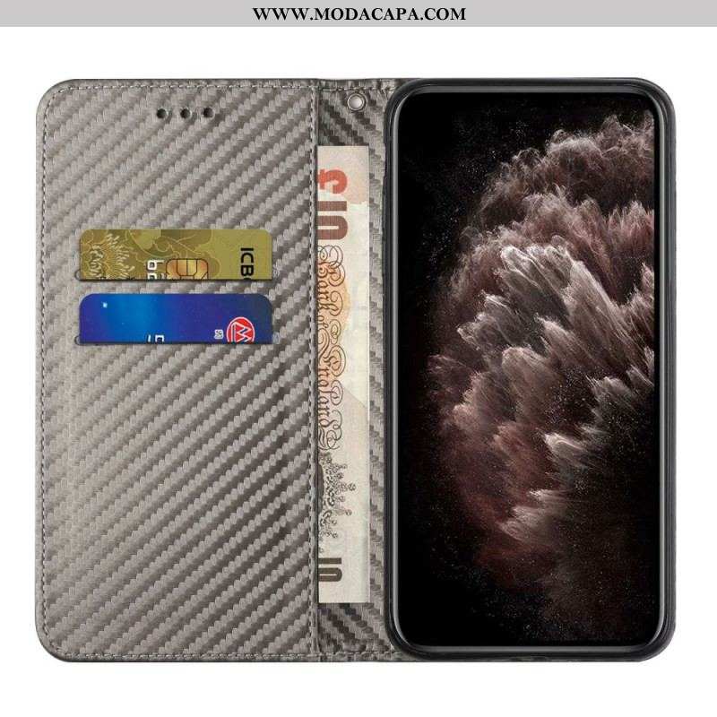 Capa De Celular Para Samsung Galaxy S23 5G De Cordão Flip Estilo Strappy Fibra De Carbono