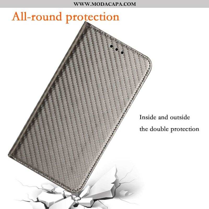 Capa De Celular Para Samsung Galaxy S23 5G De Cordão Flip Estilo Strappy Fibra De Carbono