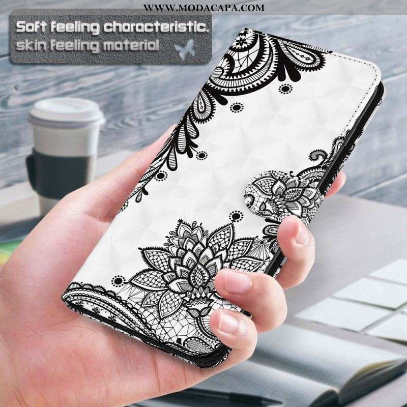 Capa Em Pele Para Samsung Galaxy S23 5G De Cordão Renda Strappy