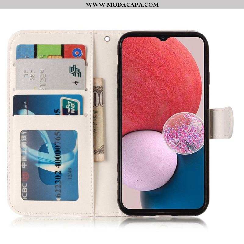 Capa De Couro Para Samsung Galaxy S23 5G De Cordão Coruja Tanga